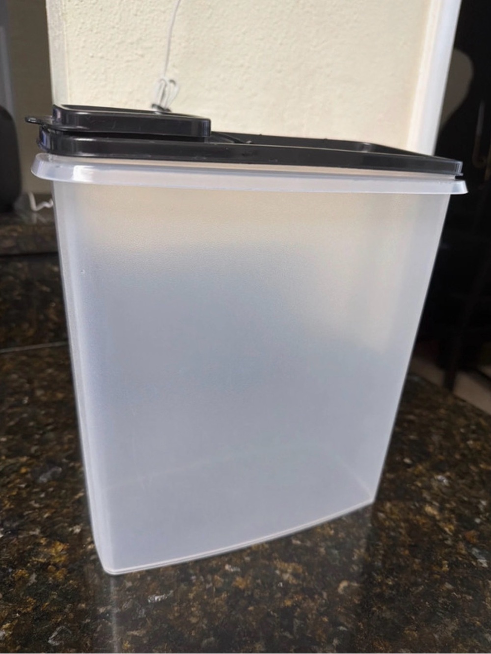 Tupperware Frosted White Food Storage Container with Black Lid